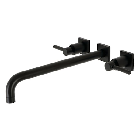 Kingston Brass KS6040DL Wall Mount Tub Faucet, Matte Black KS6040DL